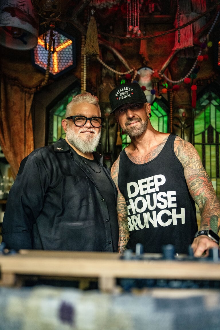 DJ duo behind the decks at ESSENTIAL x DHB