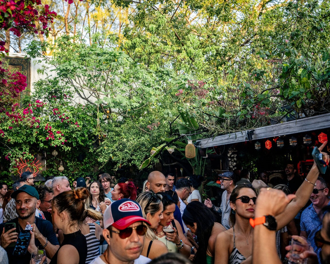 Crowd soaking up the sun at BOHO House