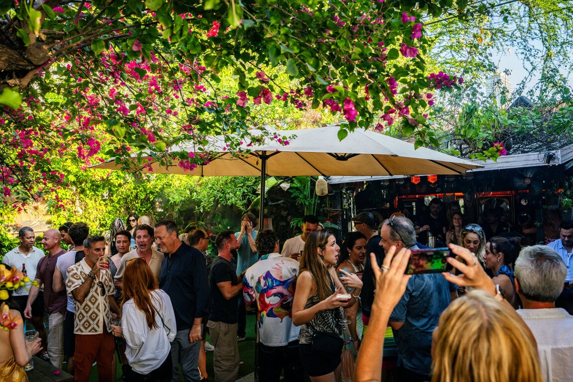 Wide shot of the crowd at BOHO House